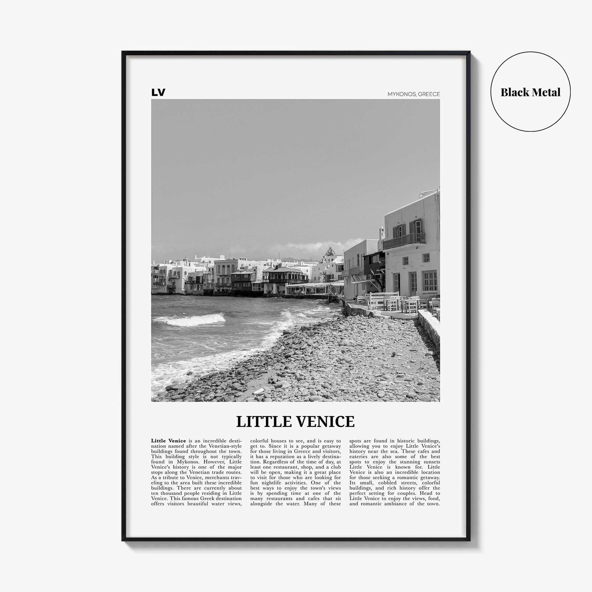Little Venice Print Black and White Mykonos, Little Venice Wall Art, Little Venice Poster, Little Venice Photo, Little Venice Décor, Greece