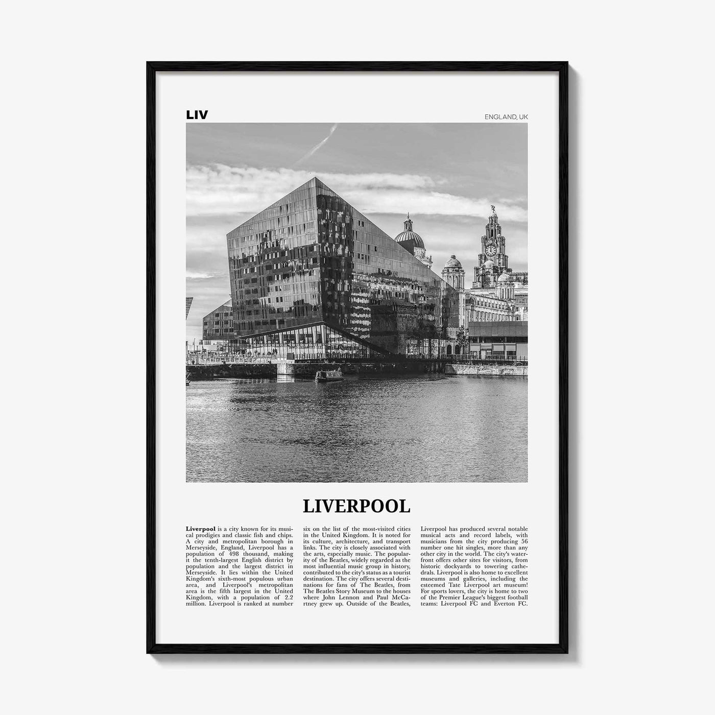 Liverpool Print Black and White, Liverpool Wall Art, Liverpool Poster, Liverpool Photo, Merseyside, England, UK, United Kingdom, Europe