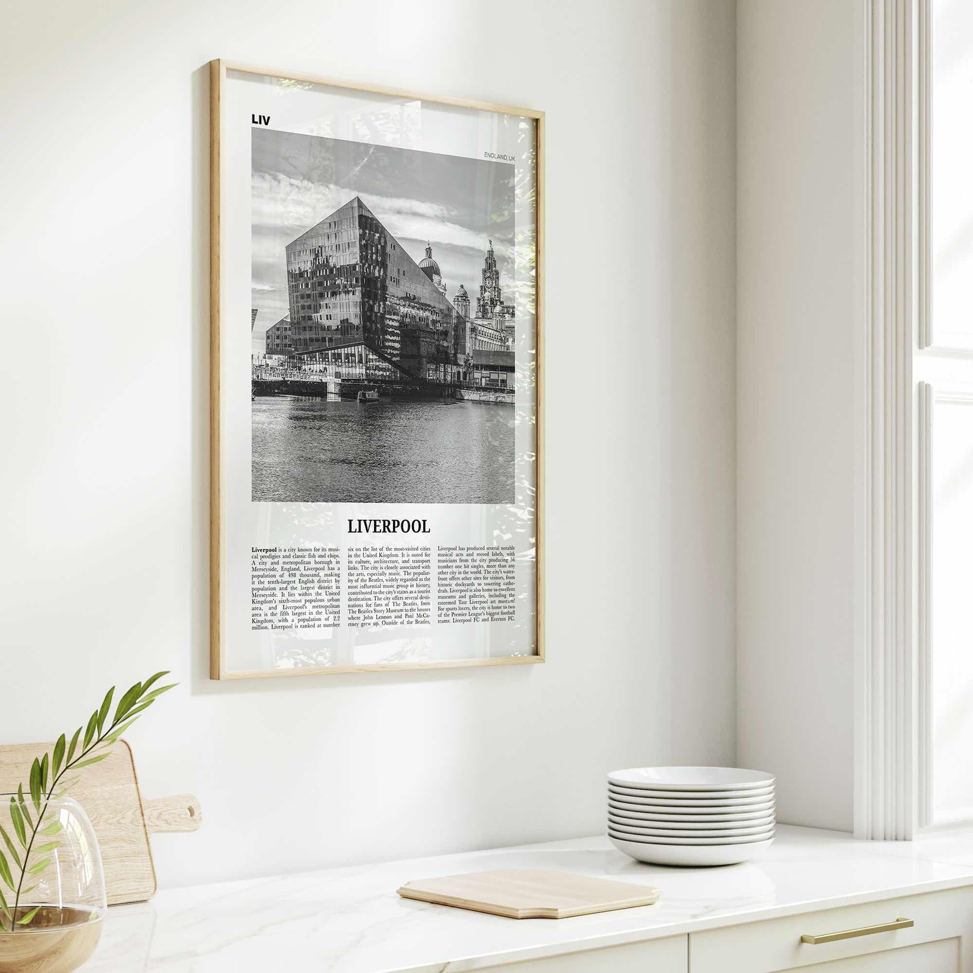 Liverpool Print Black and White, Liverpool Wall Art, Liverpool Poster, Liverpool Photo, Merseyside, England, UK, United Kingdom, Europe