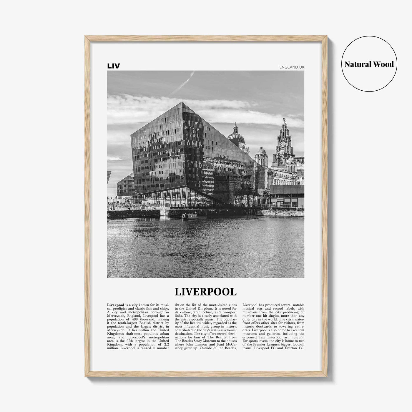 Liverpool Print Black and White, Liverpool Wall Art, Liverpool Poster, Liverpool Photo, Merseyside, England, UK, United Kingdom, Europe