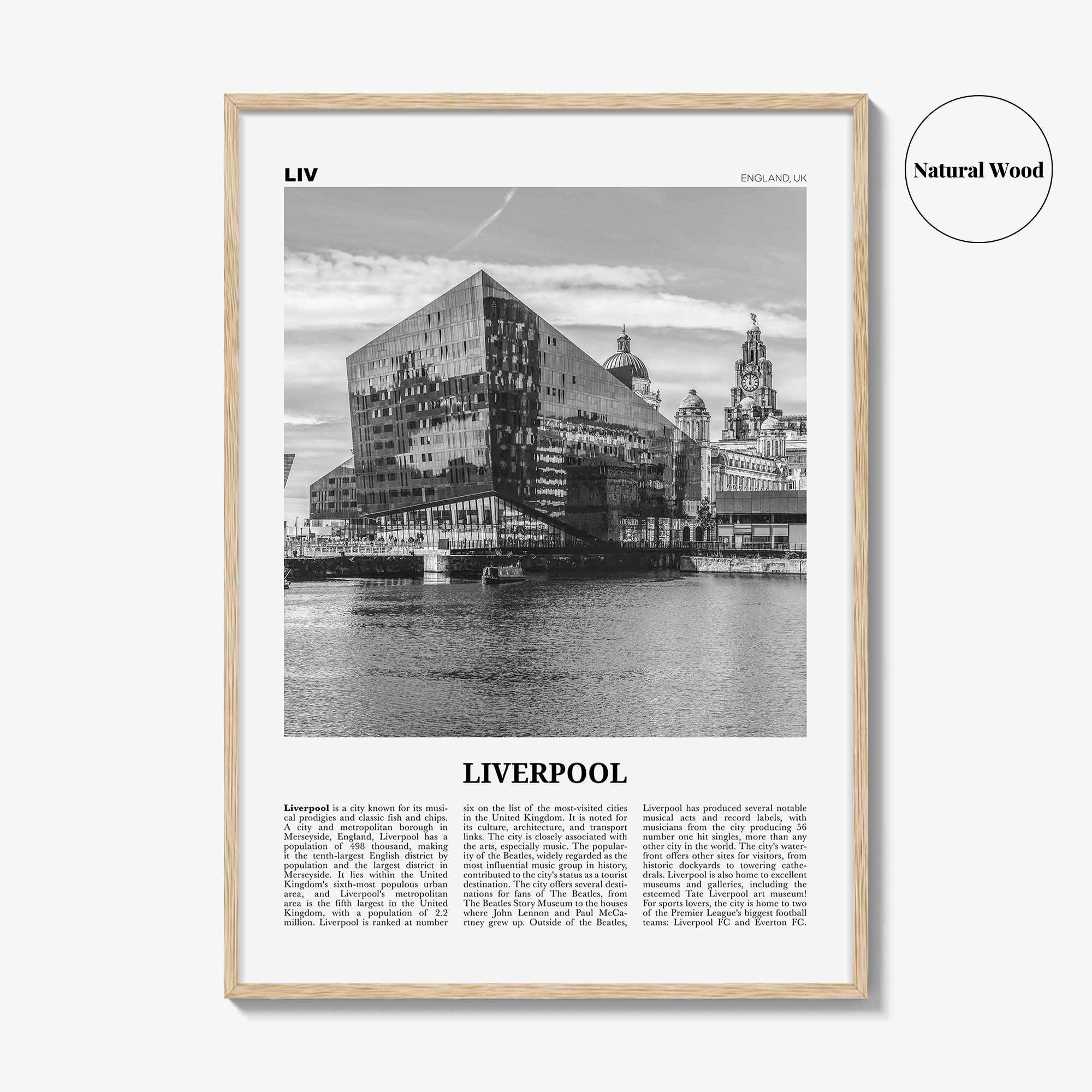 Liverpool Print Black and White, Liverpool Wall Art, Liverpool Poster, Liverpool Photo, Merseyside, England, UK, United Kingdom, Europe