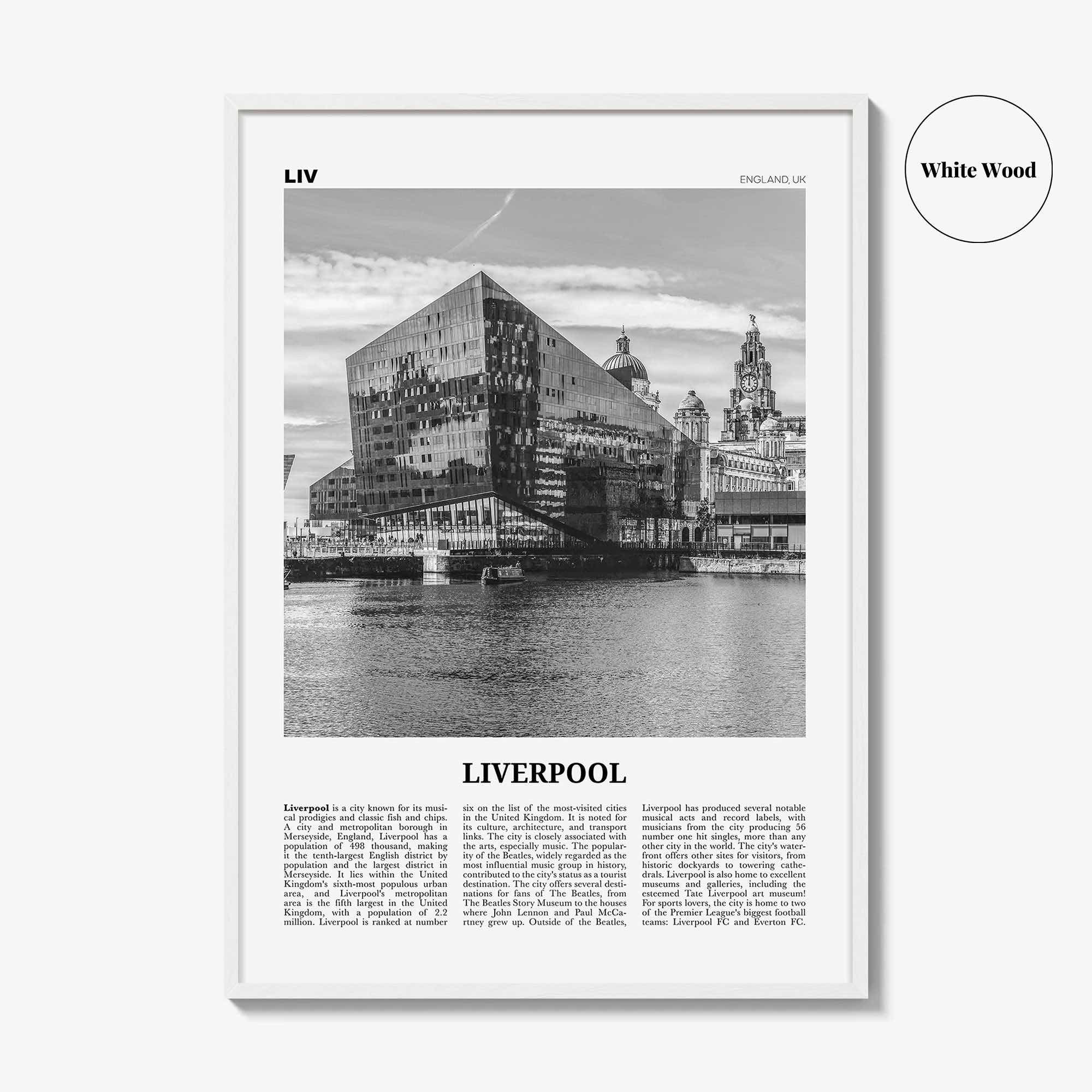 Liverpool Print Black and White, Liverpool Wall Art, Liverpool Poster, Liverpool Photo, Merseyside, England, UK, United Kingdom, Europe