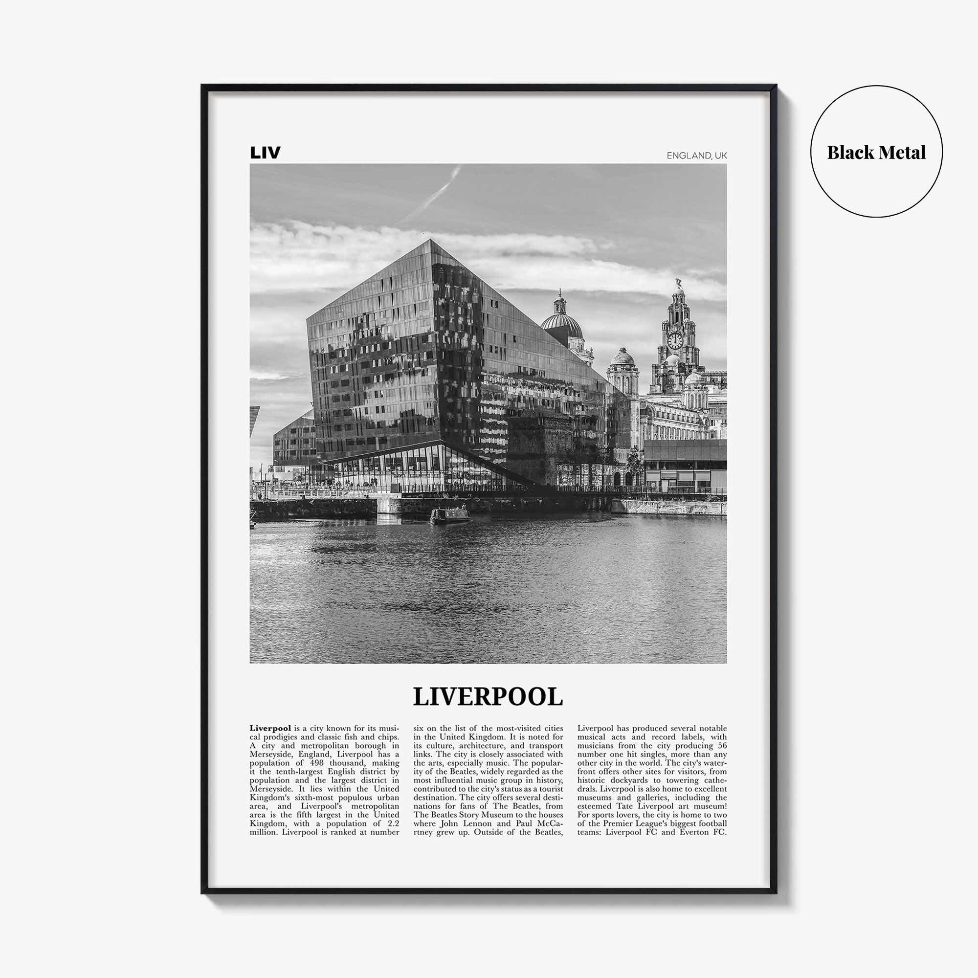 Liverpool Print Black and White, Liverpool Wall Art, Liverpool Poster, Liverpool Photo, Merseyside, England, UK, United Kingdom, Europe
