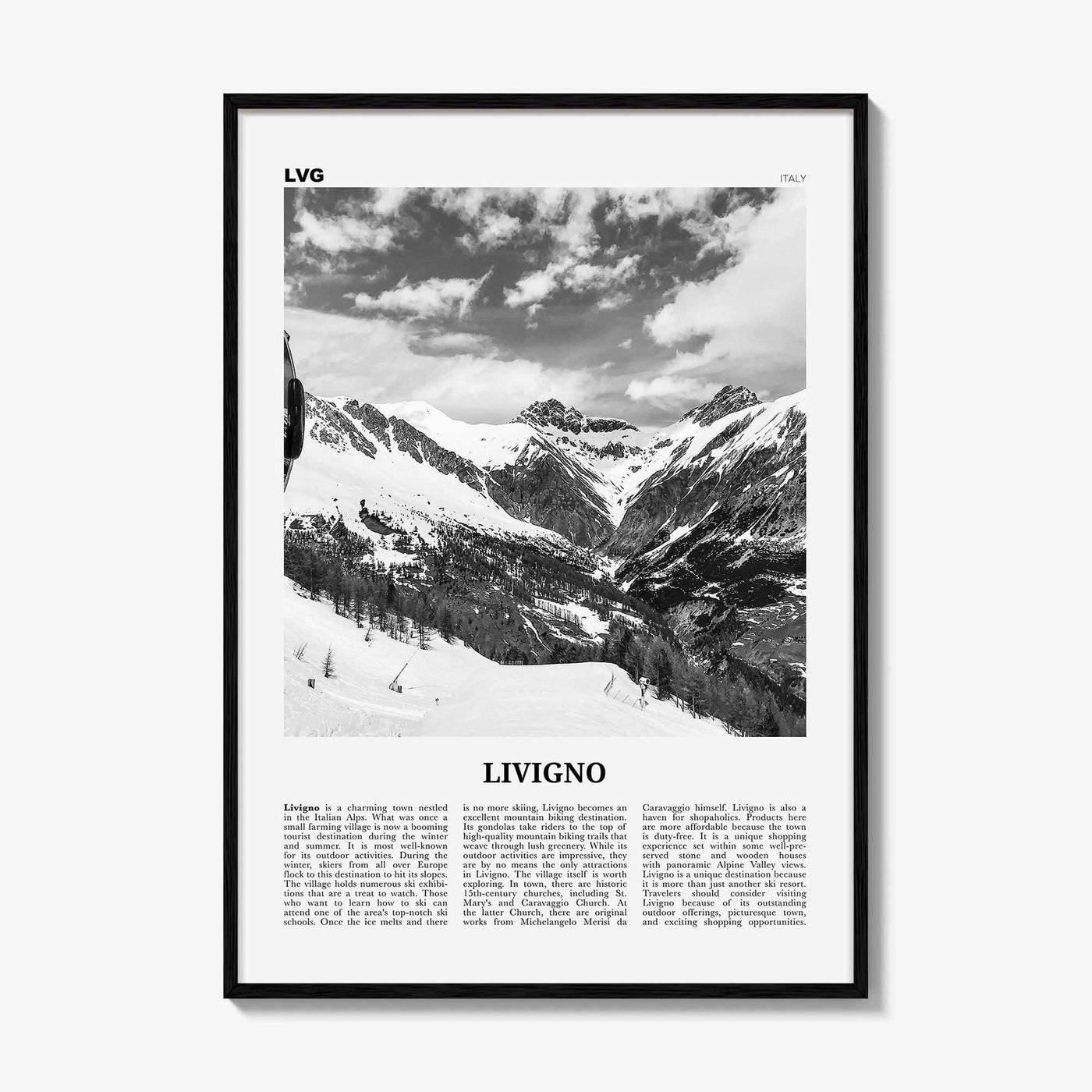 Livigno Print Black and White, Livigno Wall Art, Livigno Poster, Livigno Photo, Livigno Wall Décor, Italy, Lombardy, Sondrio, Italia