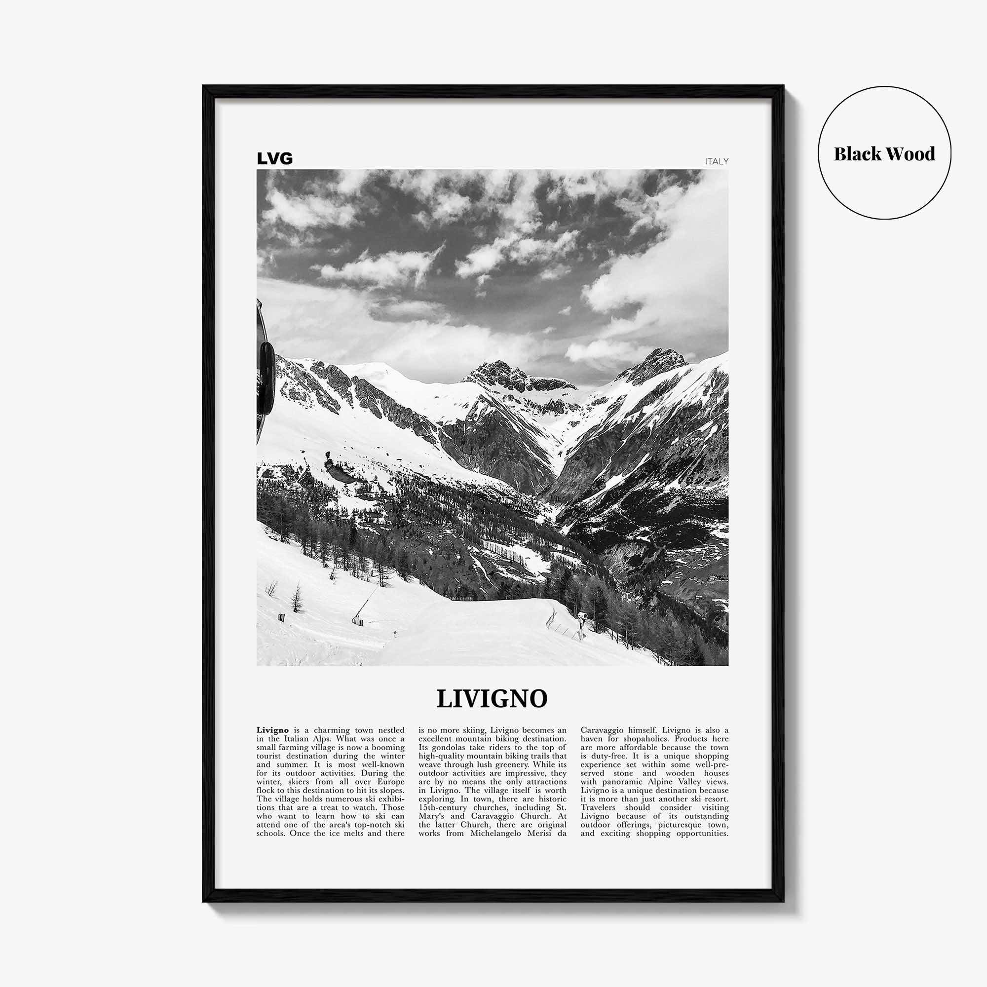 Livigno Print Black and White, Livigno Wall Art, Livigno Poster, Livigno Photo, Livigno Wall Décor, Italy, Lombardy, Sondrio, Italia