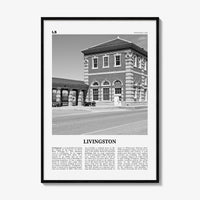Livingston Print Black and White, Livingston Wall Art, Livingston Poster, Livingston Photo, Livingston Décor, Livingston Map, Montana, USA