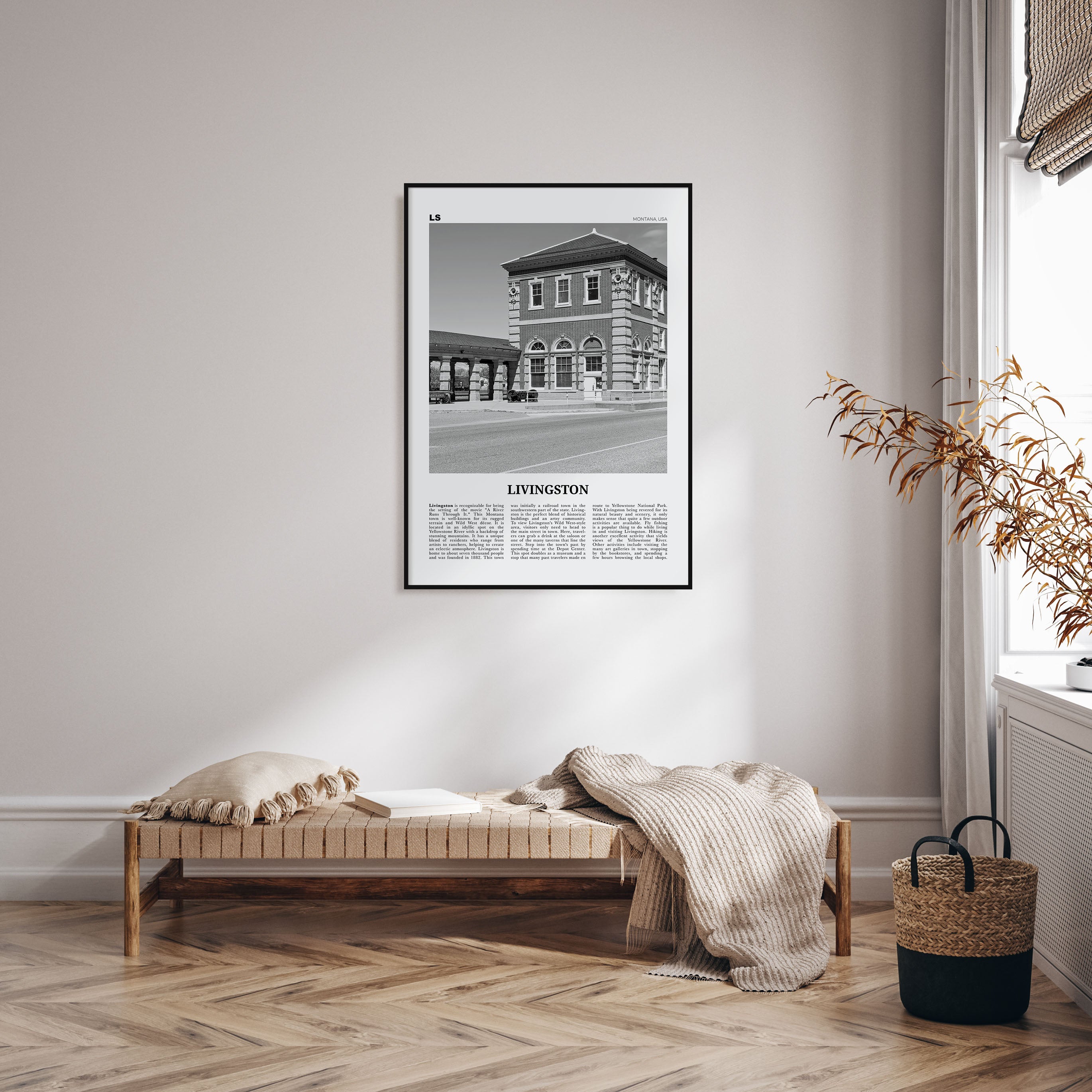 Livingston Travel B&W Poster