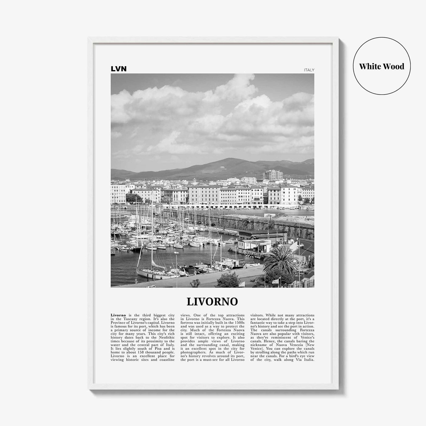 Livorno Print Black and White, Livorno Wall Art, Livorno Poster, Livorno Photo, Livorno Wall Décor, Livorno Map, Italy