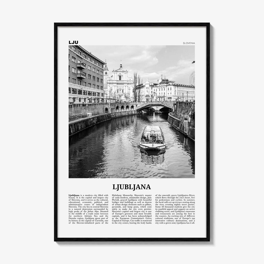 Ljubljana Print Black and White, Ljubljana Wall Art, Ljubljana Poster, Ljubljana Photo, Ljubljana, Slovenia, Lublana, Laibach, Europe