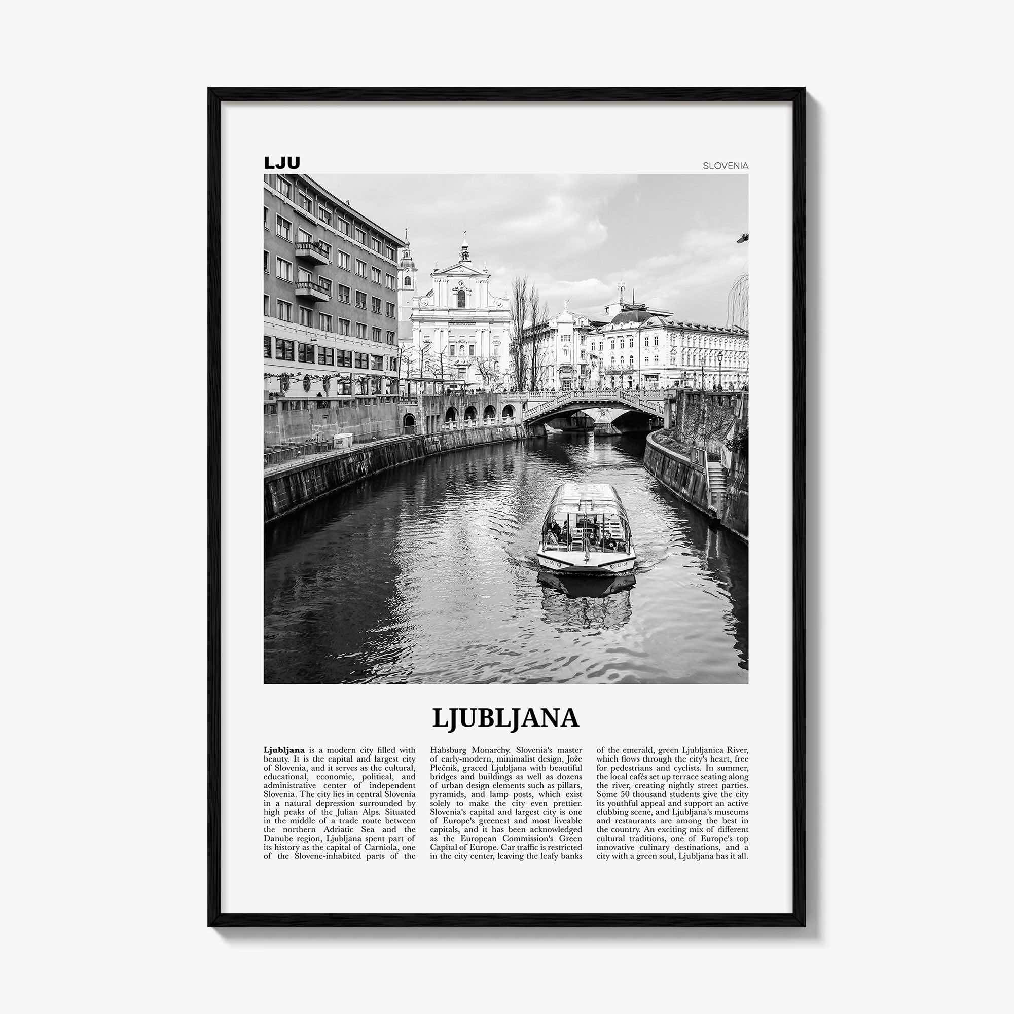 Ljubljana Print Black and White, Ljubljana Wall Art, Ljubljana Poster, Ljubljana Photo, Ljubljana, Slovenia, Lublana, Laibach, Europe