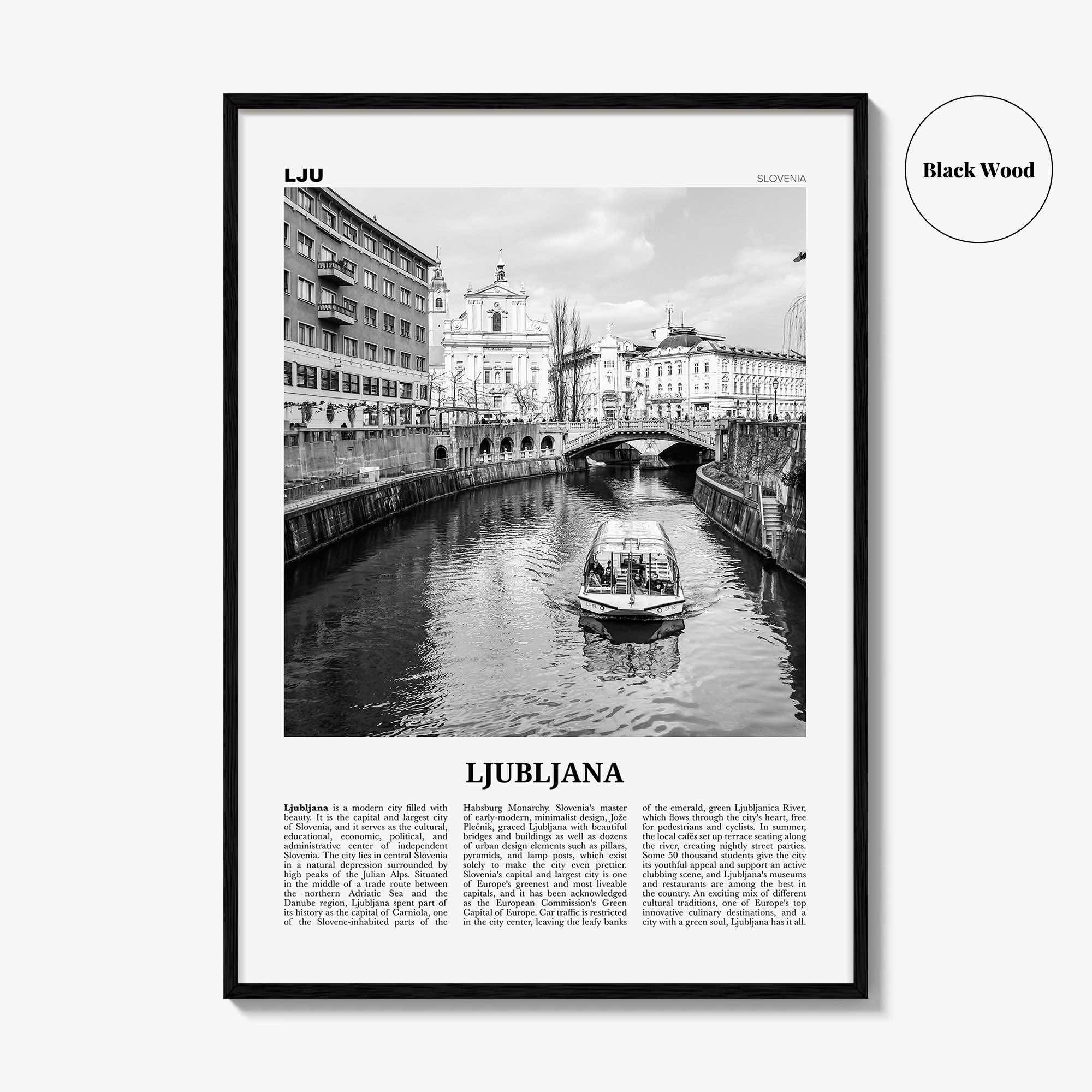 Ljubljana Print Black and White, Ljubljana Wall Art, Ljubljana Poster, Ljubljana Photo, Ljubljana, Slovenia, Lublana, Laibach, Europe