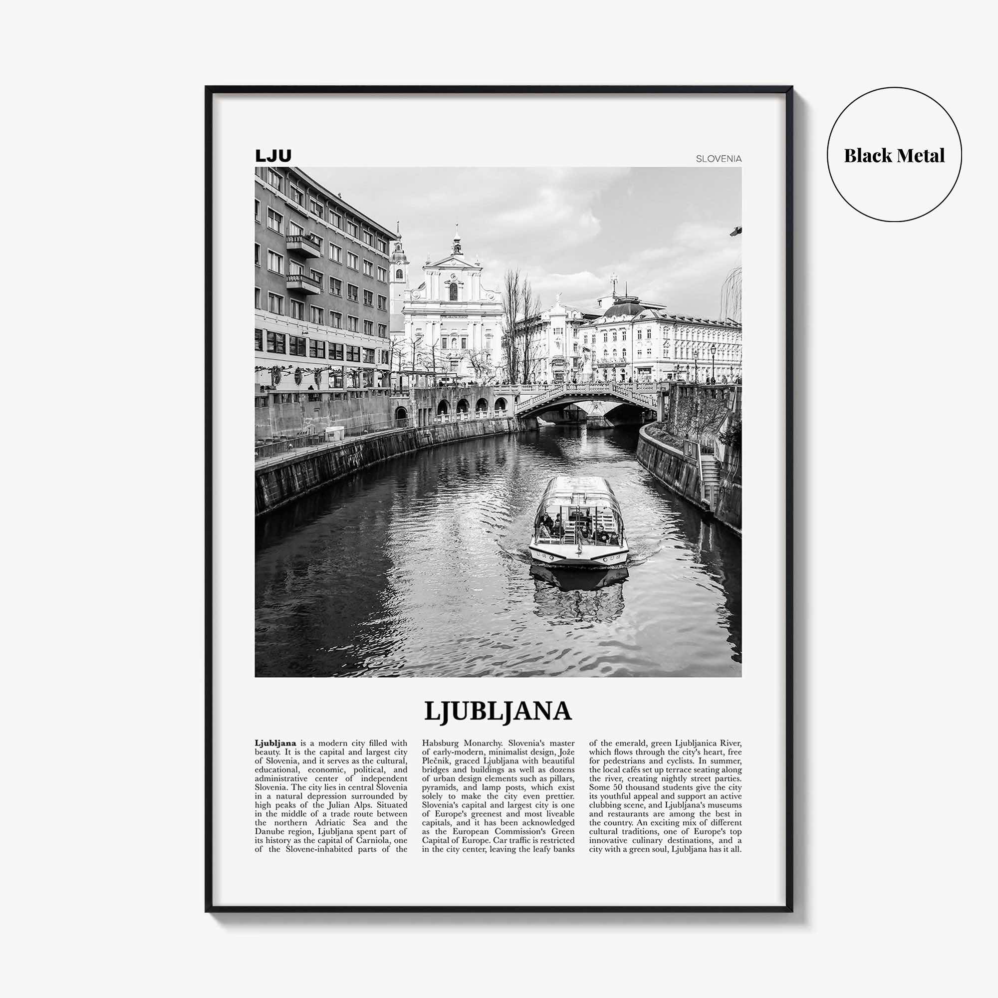Ljubljana Print Black and White, Ljubljana Wall Art, Ljubljana Poster, Ljubljana Photo, Ljubljana, Slovenia, Lublana, Laibach, Europe