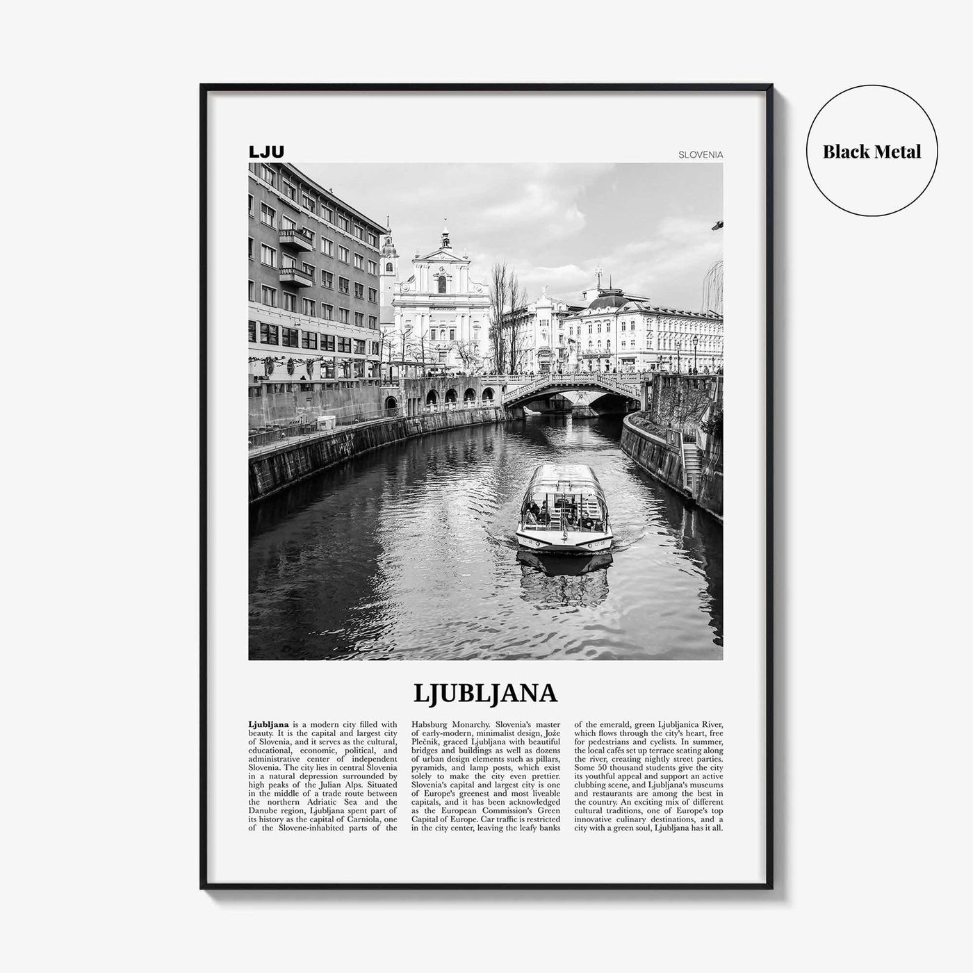 Ljubljana Print Black and White, Ljubljana Wall Art, Ljubljana Poster, Ljubljana Photo, Ljubljana, Slovenia, Lublana, Laibach, Europe