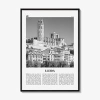 Lleida Print Black and White, Lleida Wall Art, Lleida Poster, Lleida Photo, Lleida Wall Décor, Lleida Map, Spain