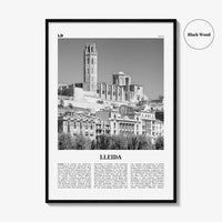 Lleida Print Black and White, Lleida Wall Art, Lleida Poster, Lleida Photo, Lleida Wall Décor, Lleida Map, Spain