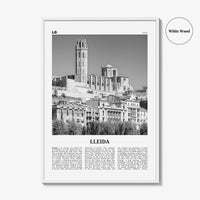 Lleida Print Black and White, Lleida Wall Art, Lleida Poster, Lleida Photo, Lleida Wall Décor, Lleida Map, Spain