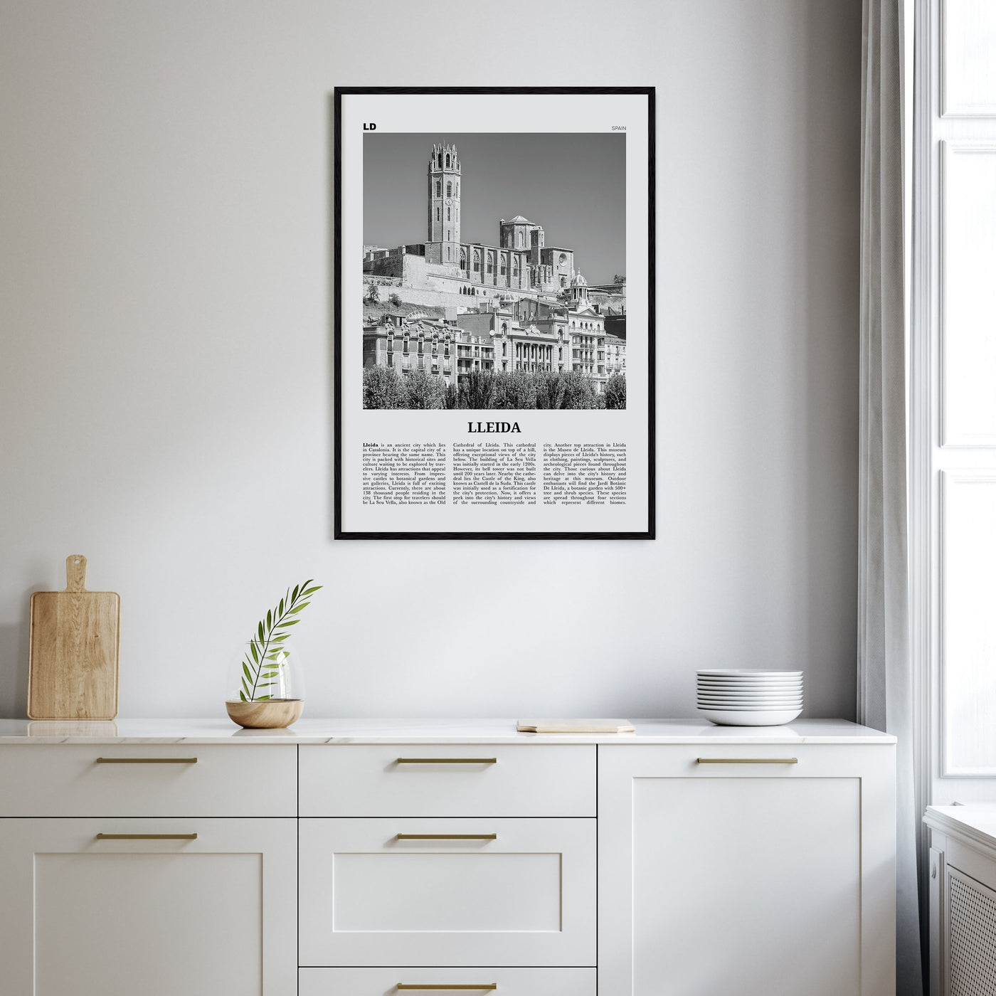 Lleida Travel B&W Poster