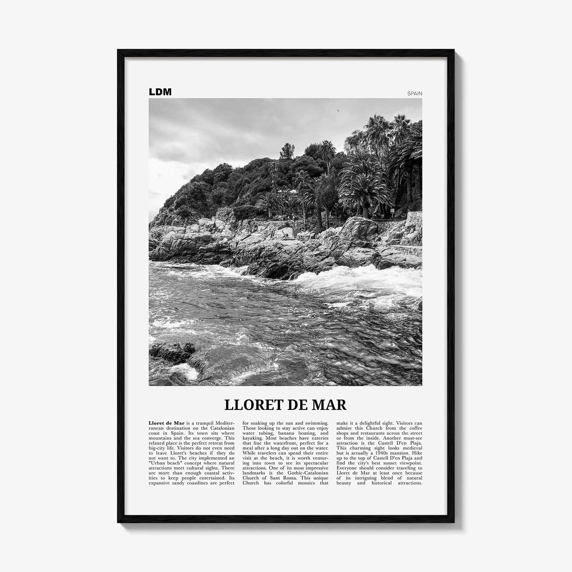 Lloret De Mar Print Black and White No 1, Lloret de Mar Art, Lloret de Mar Poster, Lloret de Mar Photo, Lloret de Mar Décor