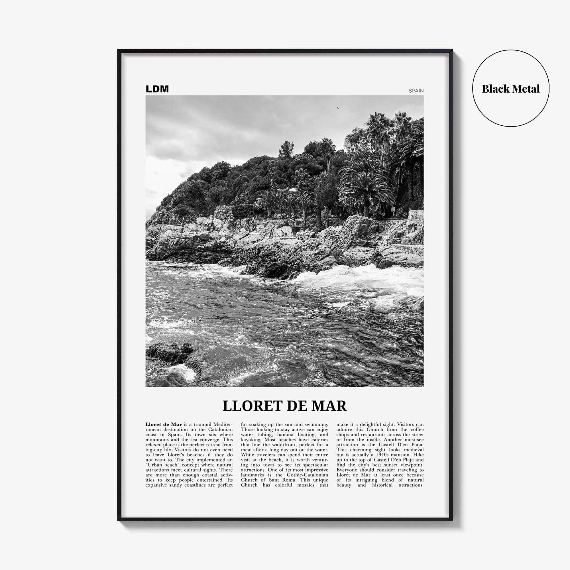 Lloret De Mar Print Black and White No 1, Lloret de Mar Art, Lloret de Mar Poster, Lloret de Mar Photo, Lloret de Mar Décor