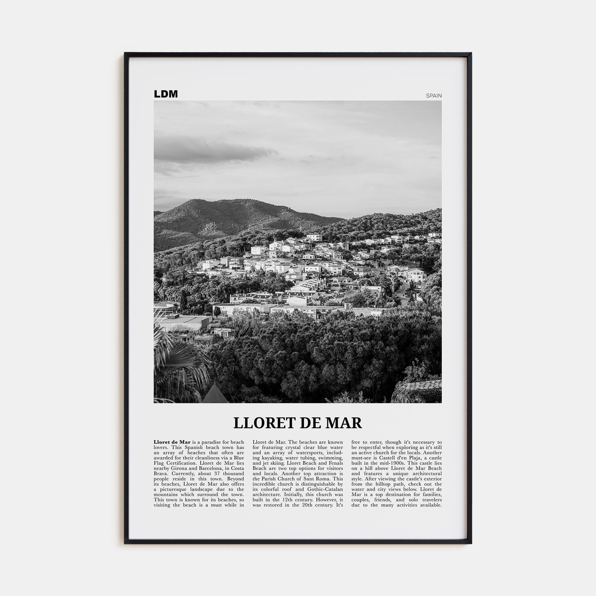 Lloret de Mar Travel B&W No 2 Poster