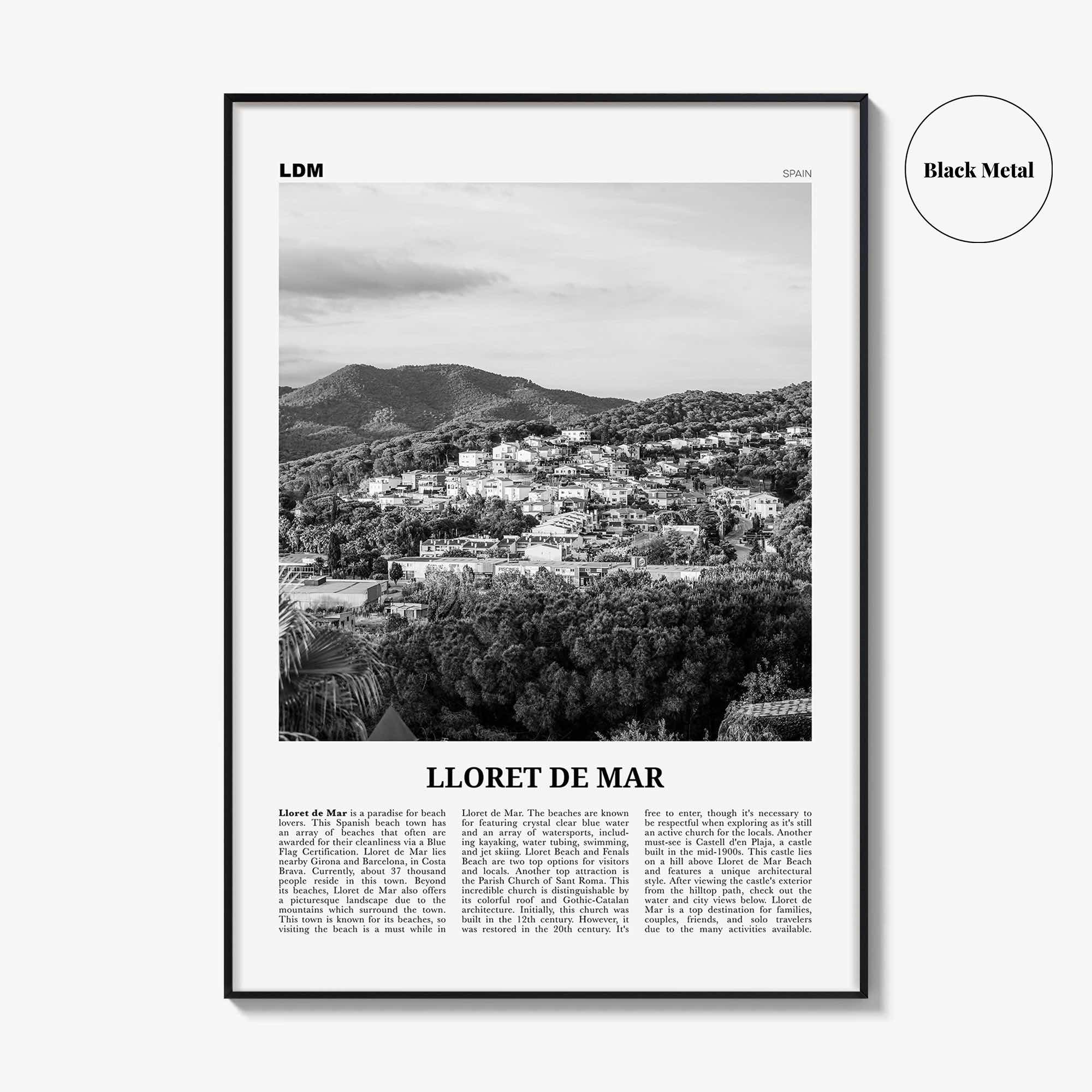 Lloret De Mar Print Black and White No 2, Lloret de Mar Art, Lloret de Mar Poster, Lloret de Mar Photo, Lloret de Mar Décor