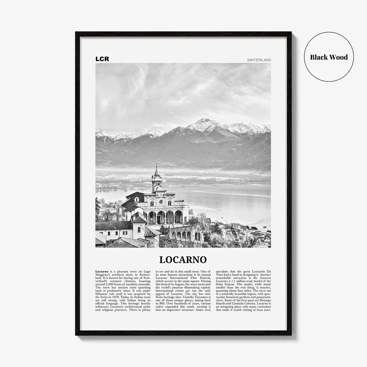 Locarno Print Black and White, Locarno Wall Art, Locarno Poster, Locarno Photo, Locarno Wall Décor, Switzerland, Swiss, Ticino, Locarno