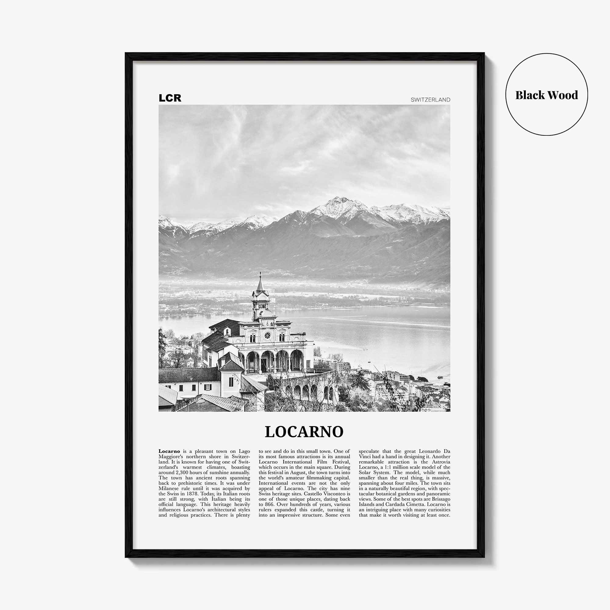 Locarno Print Black and White, Locarno Wall Art, Locarno Poster, Locarno Photo, Locarno Wall Décor, Switzerland, Swiss, Ticino, Locarno