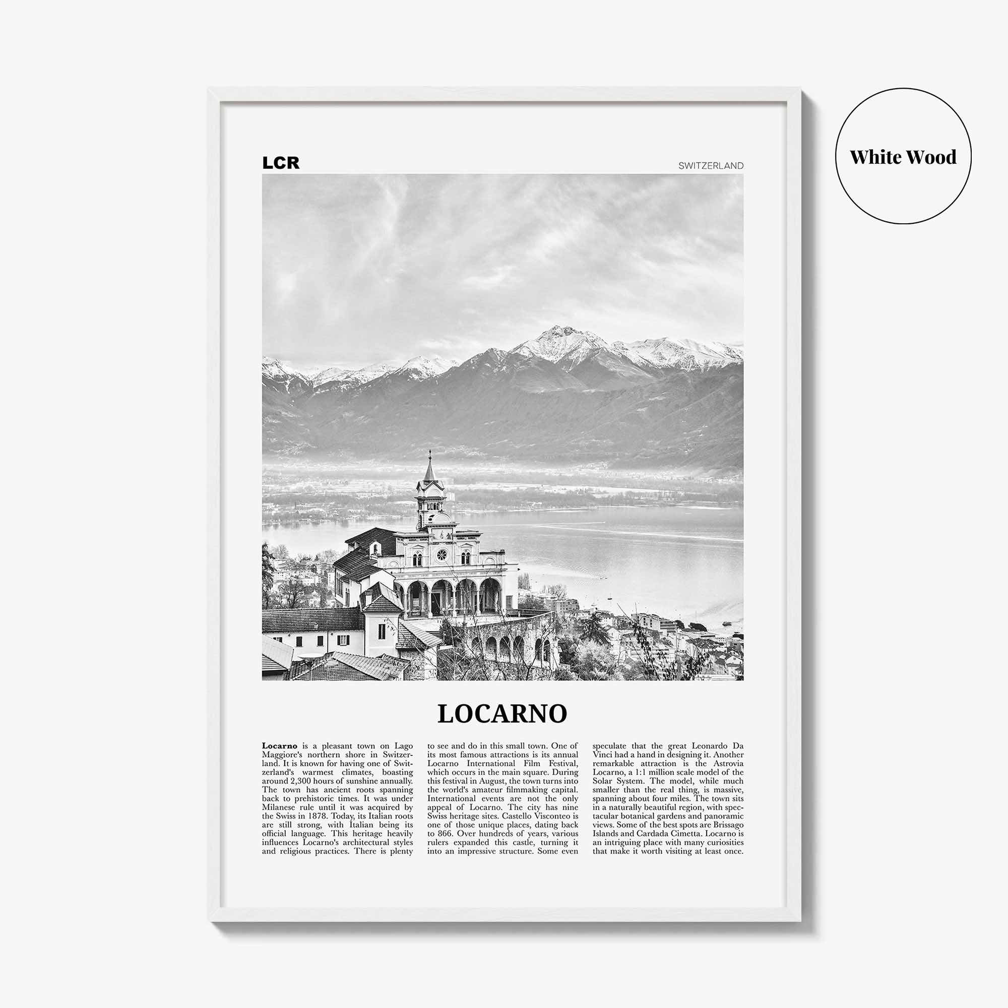 Locarno Print Black and White, Locarno Wall Art, Locarno Poster, Locarno Photo, Locarno Wall Décor, Switzerland, Swiss, Ticino, Locarno