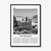 Loch Ard Gorge Print Black and White, Loch Ard Gorge Wall Art, Loch Ard Gorge Poster, Loch Ard Gorge Photo, Wall Décor, Loch Ard Gorge Map