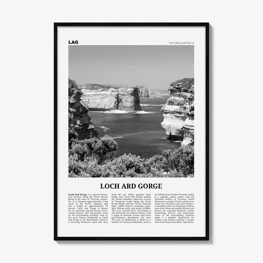 Loch Ard Gorge Print Black and White, Loch Ard Gorge Wall Art, Loch Ard Gorge Poster, Loch Ard Gorge Photo, Wall Décor, Loch Ard Gorge Map