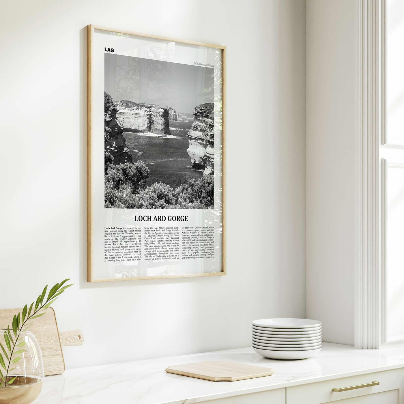 Loch Ard Gorge Print Black and White, Loch Ard Gorge Wall Art, Loch Ard Gorge Poster, Loch Ard Gorge Photo, Wall Décor, Loch Ard Gorge Map