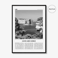 Loch Ard Gorge Print Black and White, Loch Ard Gorge Wall Art, Loch Ard Gorge Poster, Loch Ard Gorge Photo, Wall Décor, Loch Ard Gorge Map