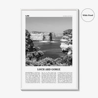Loch Ard Gorge Print Black and White, Loch Ard Gorge Wall Art, Loch Ard Gorge Poster, Loch Ard Gorge Photo, Wall Décor, Loch Ard Gorge Map