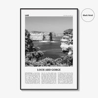 Loch Ard Gorge Print Black and White, Loch Ard Gorge Wall Art, Loch Ard Gorge Poster, Loch Ard Gorge Photo, Wall Décor, Loch Ard Gorge Map