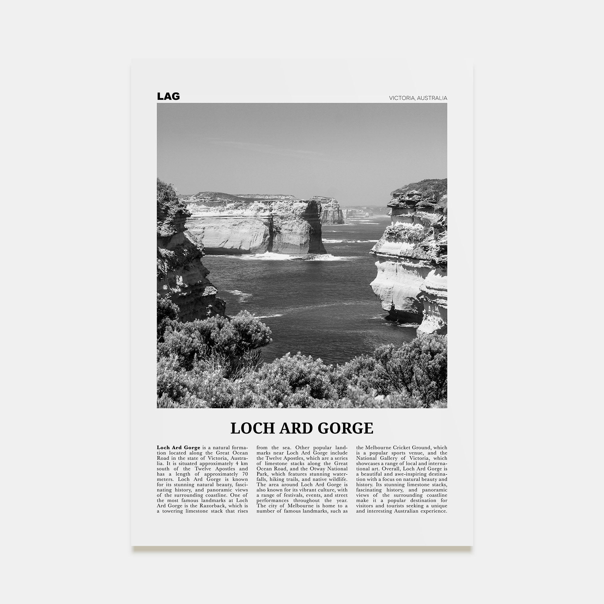 Loch Ard Gorge Travel B&W Poster