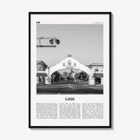 Lodi Print Black and White, Lodi Wall Art, Lodi Poster, Lodi Photo, Lodi Wall Décor, Lodi Map, California, USA