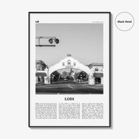 Lodi Print Black and White, Lodi Wall Art, Lodi Poster, Lodi Photo, Lodi Wall Décor, Lodi Map, California, USA