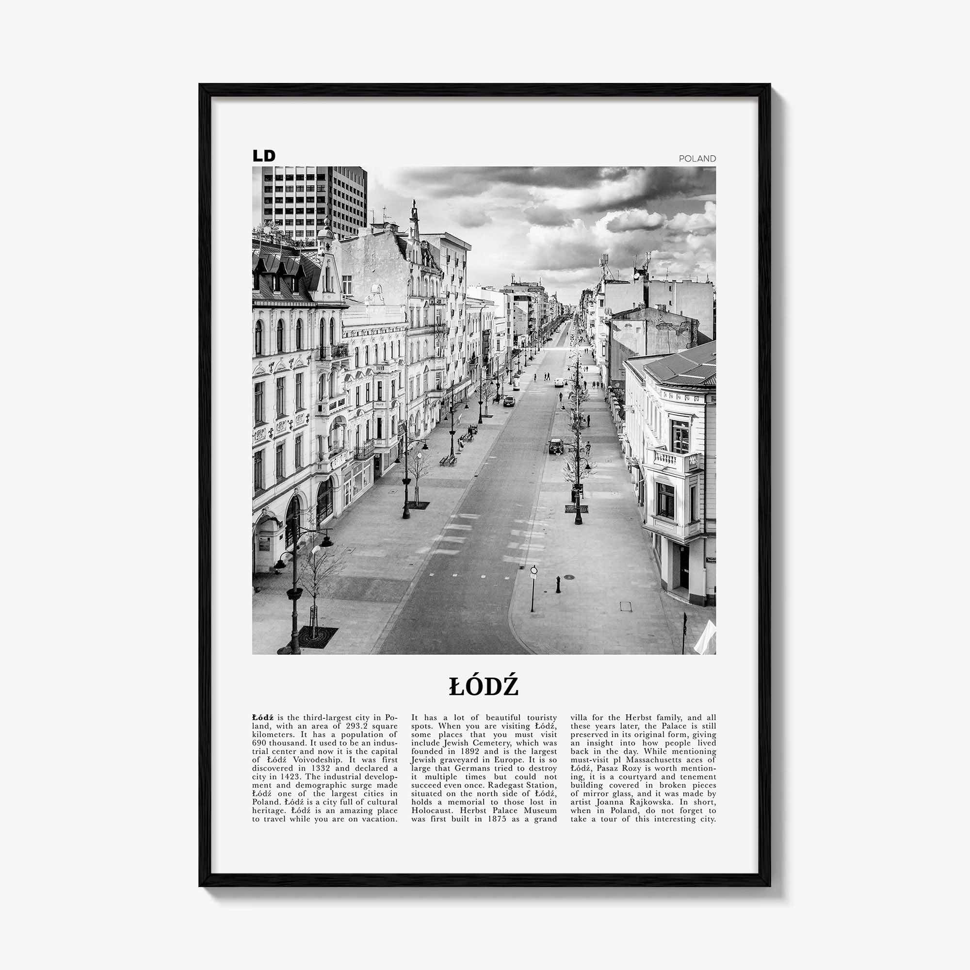 Lodz Print Black and White, Łódź Wall Art, Łódź Poster, Łódź Photo, Łódź Wall Décor, Łódź Map, Poland