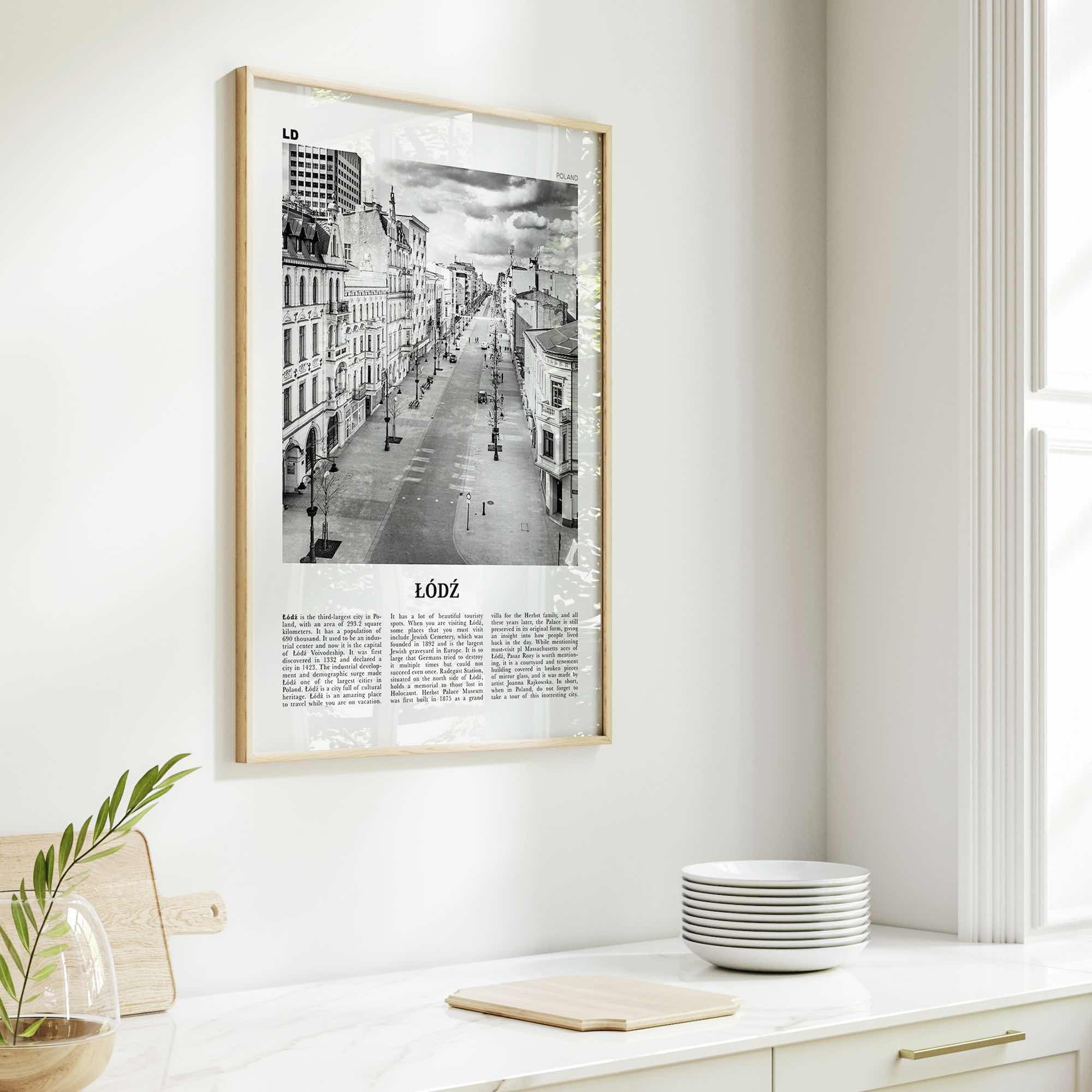 Lodz Print Black and White, Łódź Wall Art, Łódź Poster, Łódź Photo, Łódź Wall Décor, Łódź Map, Poland