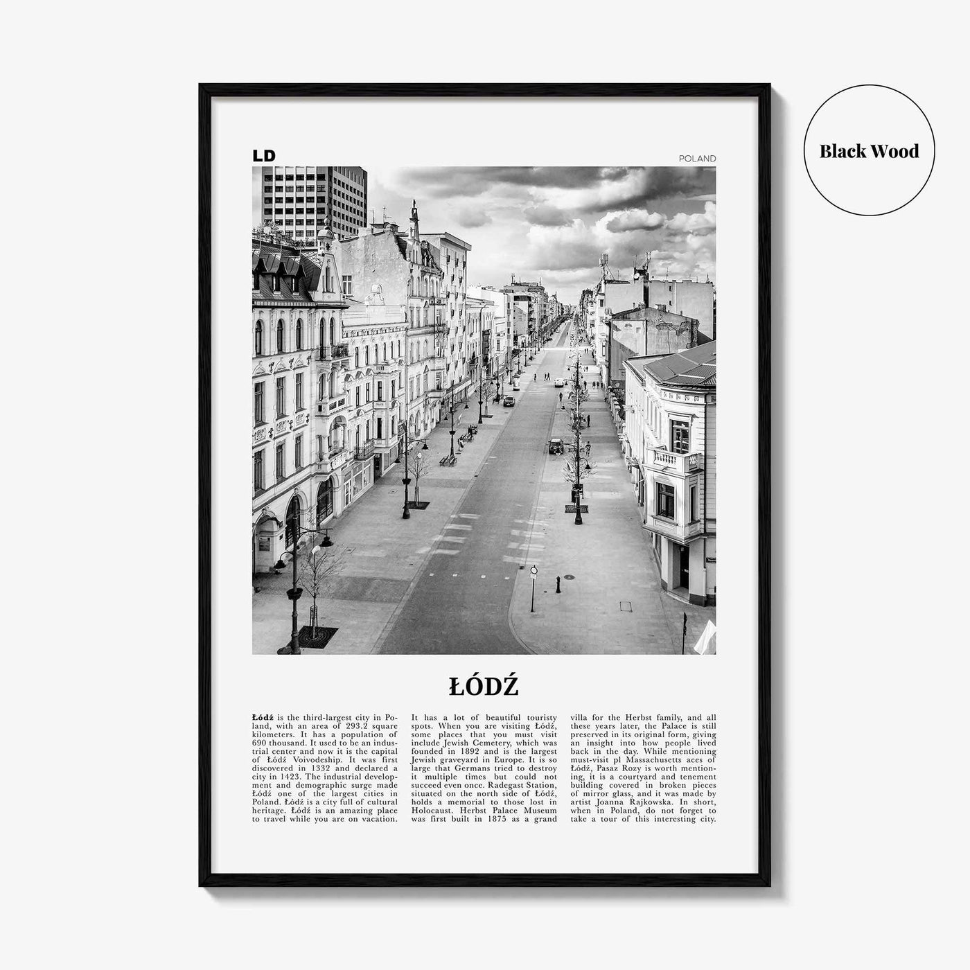 Lodz Print Black and White, Łódź Wall Art, Łódź Poster, Łódź Photo, Łódź Wall Décor, Łódź Map, Poland