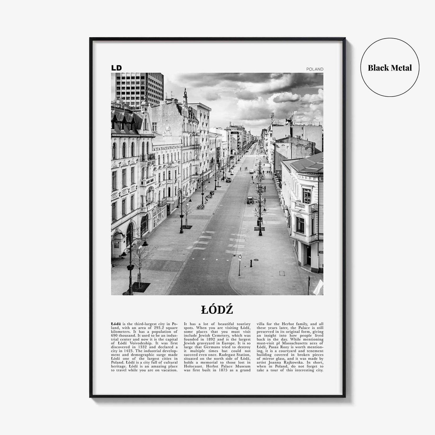 Lodz Print Black and White, Łódź Wall Art, Łódź Poster, Łódź Photo, Łódź Wall Décor, Łódź Map, Poland