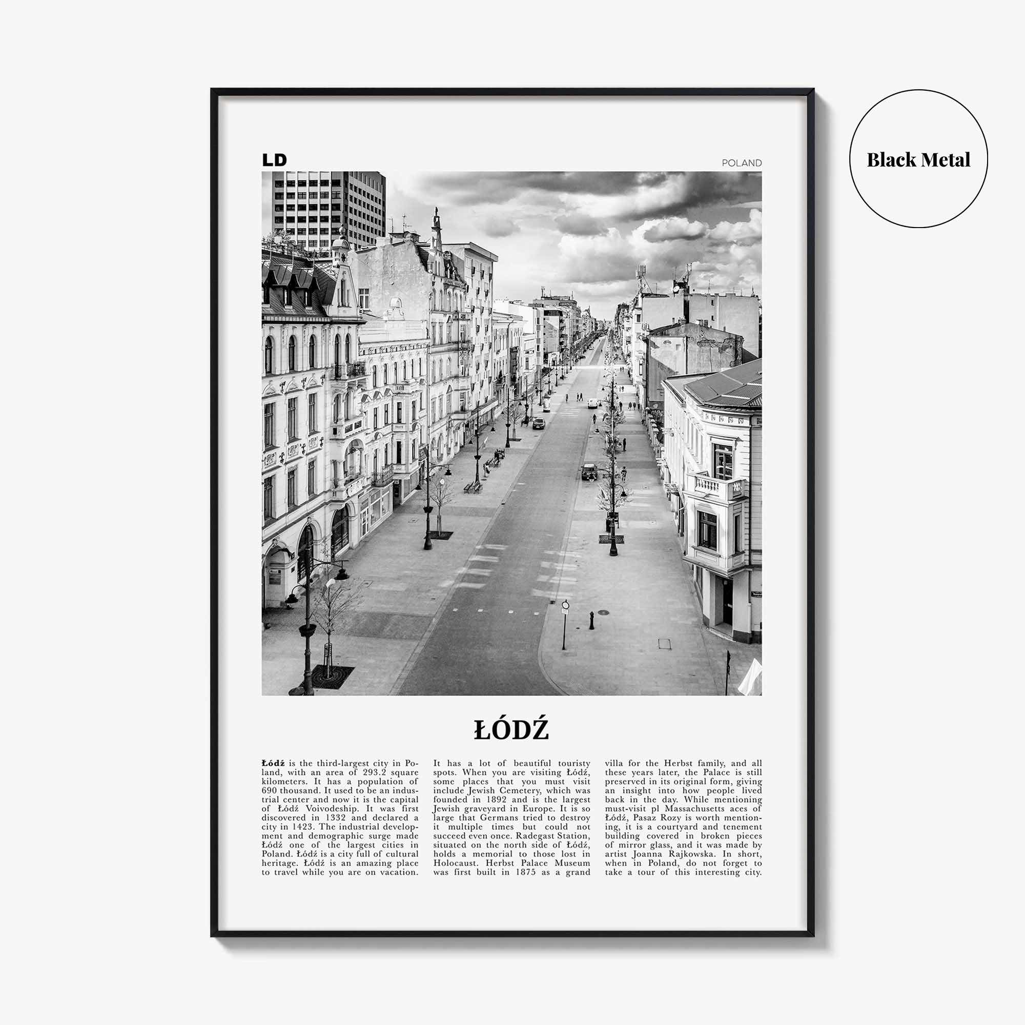 Lodz Print Black and White, Łódź Wall Art, Łódź Poster, Łódź Photo, Łódź Wall Décor, Łódź Map, Poland