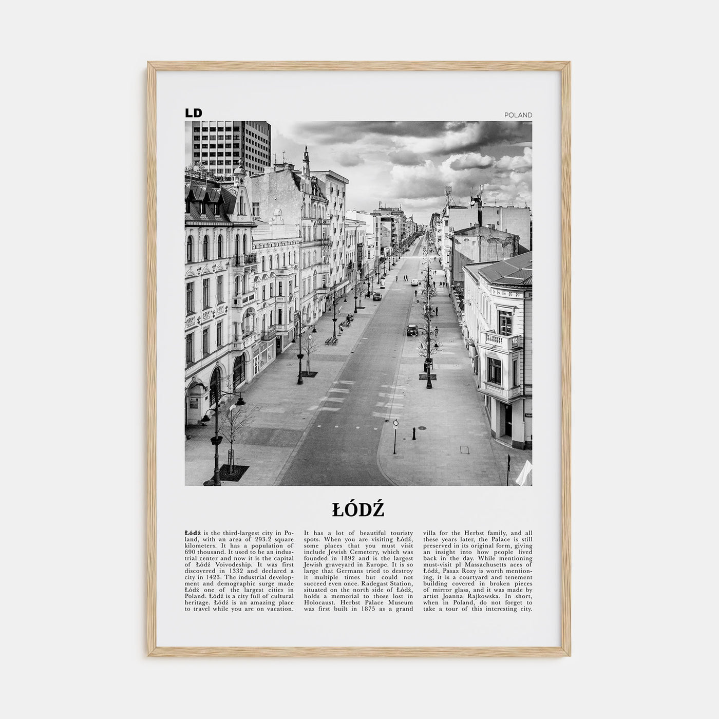 Łódź Travel B&W Poster