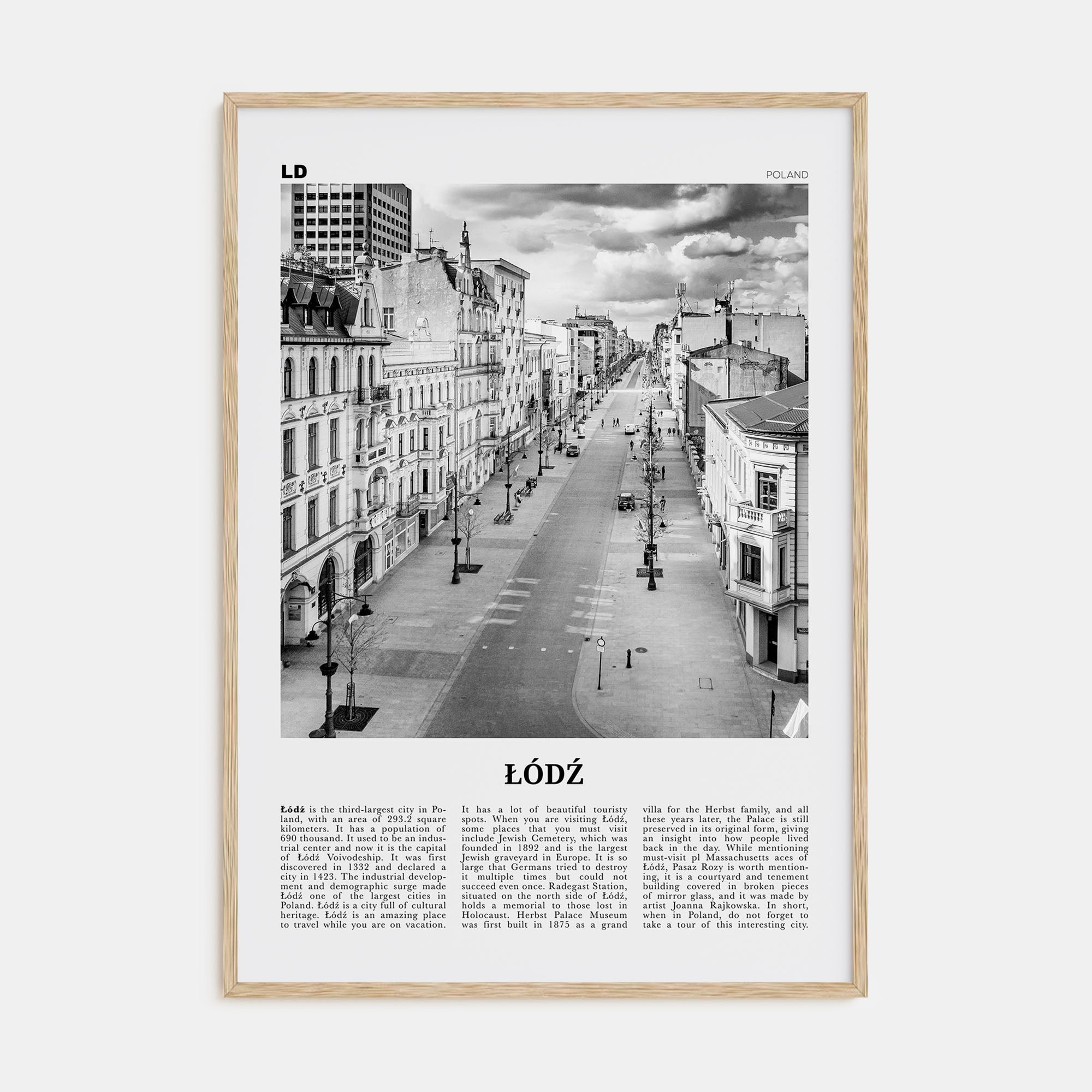 Łódź Travel B&W Poster