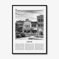 Logan Print Black and White, Logan Wall Art, Logan Poster, Logan Photo, Logan Wall Décor, Logan Map, Utah, USA