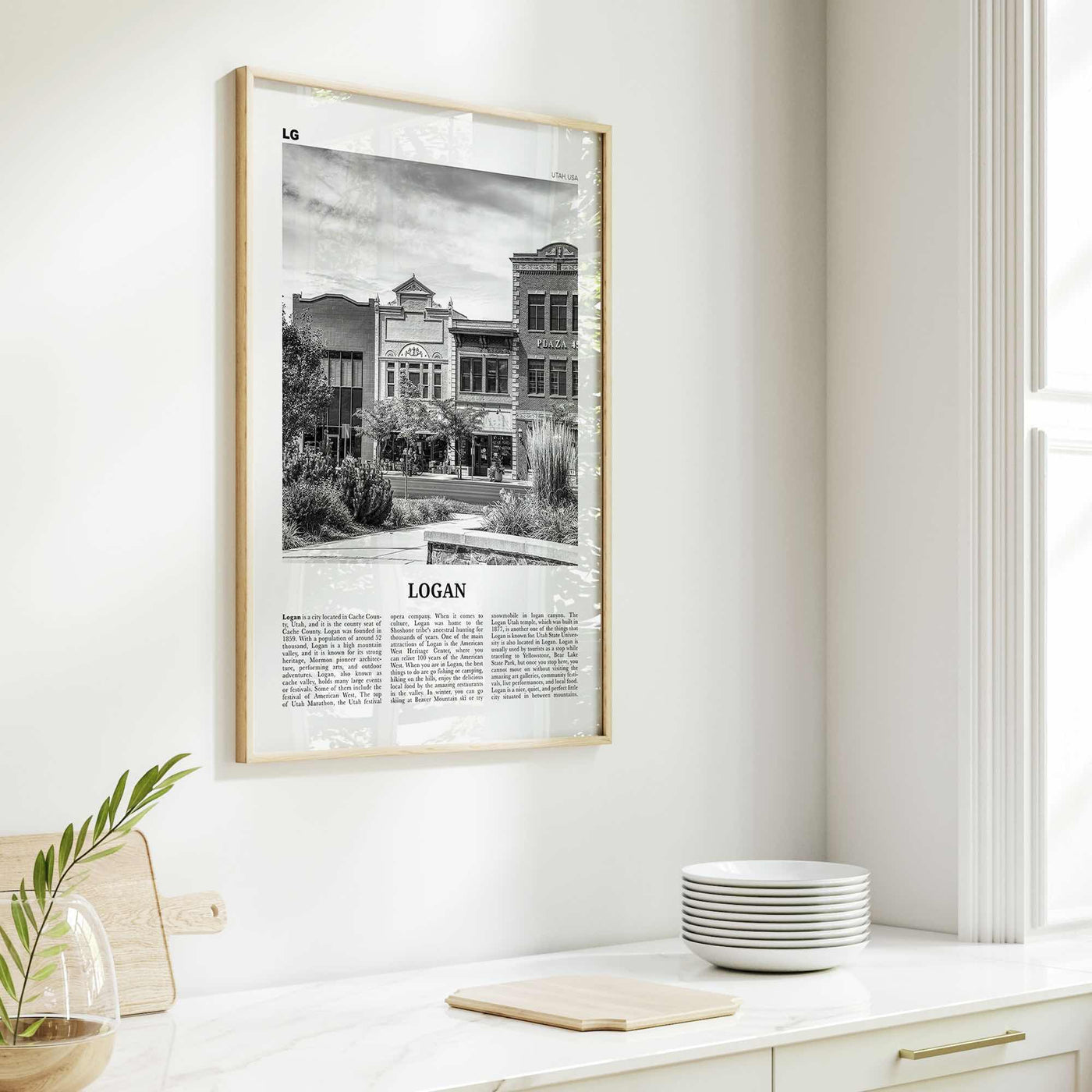 Logan Print Black and White, Logan Wall Art, Logan Poster, Logan Photo, Logan Wall Décor, Logan Map, Utah, USA