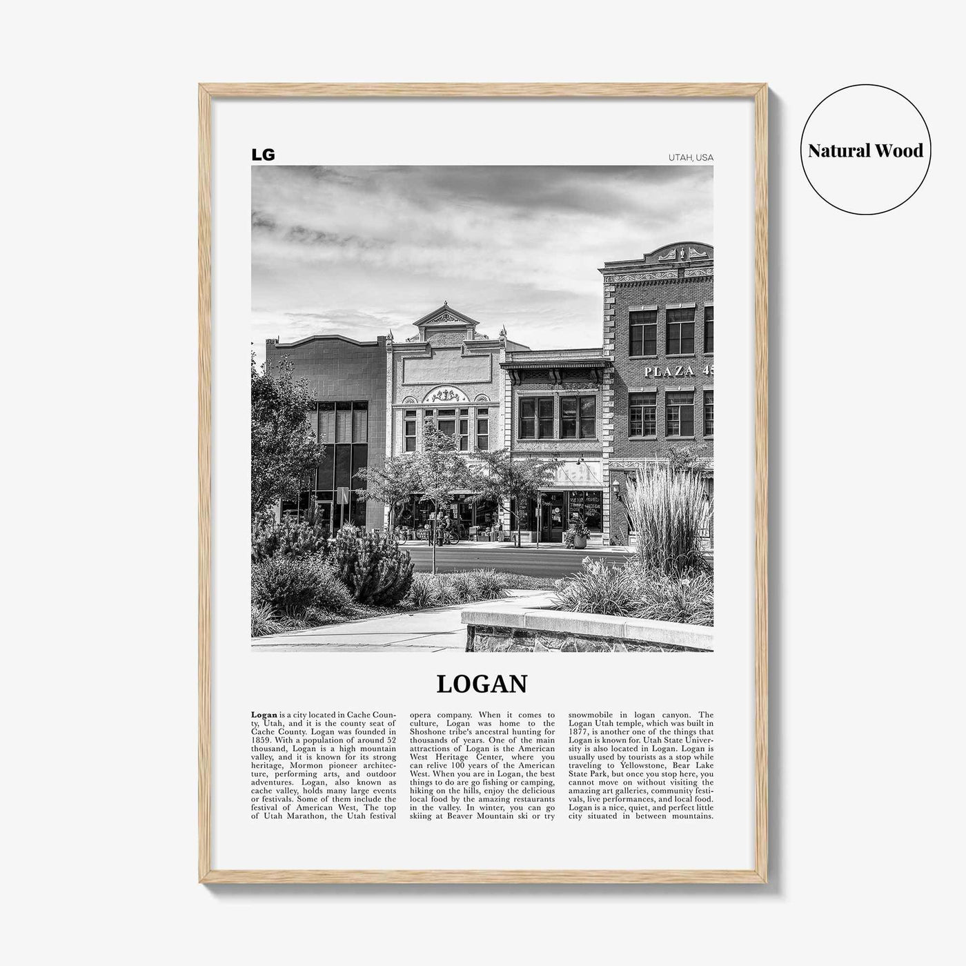 Logan Print Black and White, Logan Wall Art, Logan Poster, Logan Photo, Logan Wall Décor, Logan Map, Utah, USA