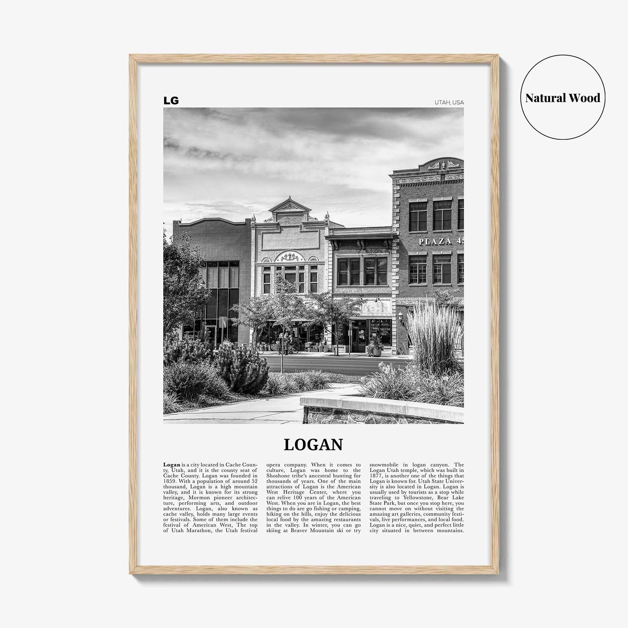 Logan Print Black and White, Logan Wall Art, Logan Poster, Logan Photo, Logan Wall Décor, Logan Map, Utah, USA