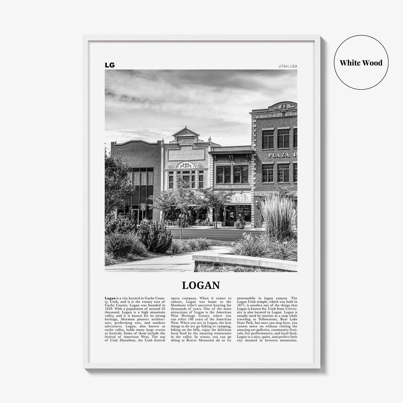 Logan Print Black and White, Logan Wall Art, Logan Poster, Logan Photo, Logan Wall Décor, Logan Map, Utah, USA