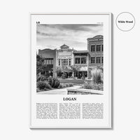 Logan Print Black and White, Logan Wall Art, Logan Poster, Logan Photo, Logan Wall Décor, Logan Map, Utah, USA